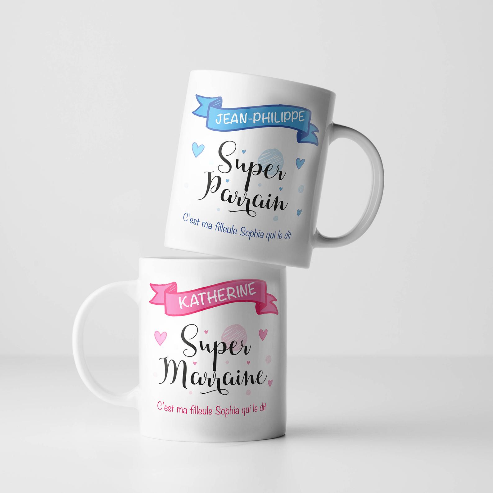 mug gravure super parrain super marraine personnalisable prénom