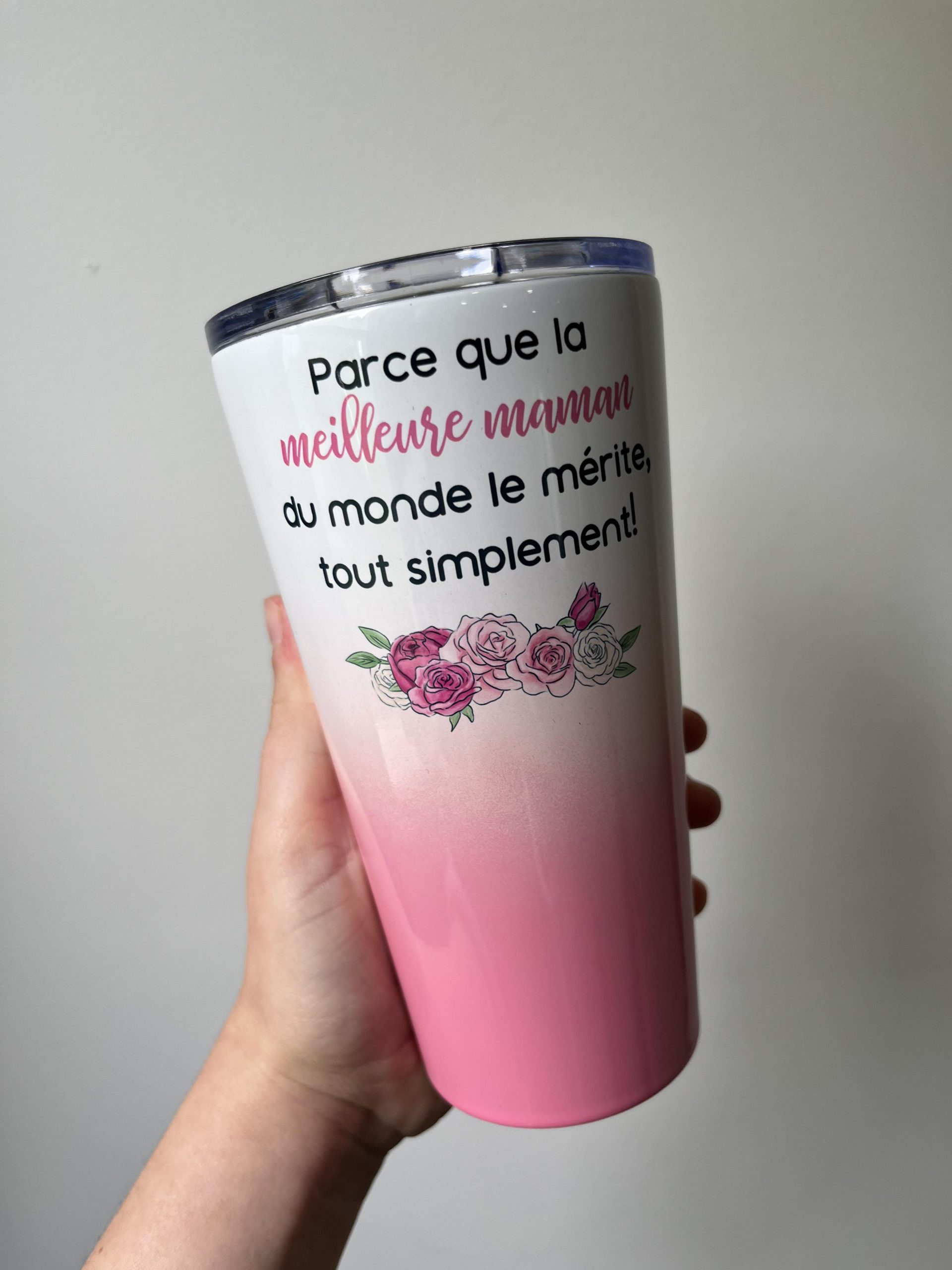 Tasse De Transport Dégradé Rose Maman La Kréative • Tasses Personnalisées Imprimées Au Québec 